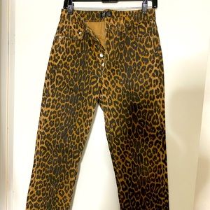 Zara leopard straight jeans sz 38 no stretch